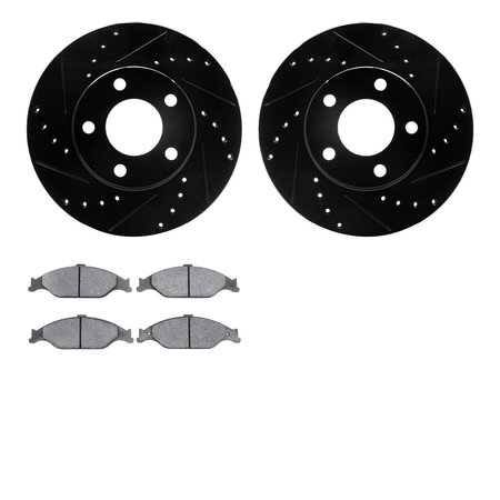 DYNAMIC FRICTION CO 8502-54006, Rotors-Drilled and Slotted-Black with 5000 Advanced Brake Pads, Zinc Coated 8502-54006